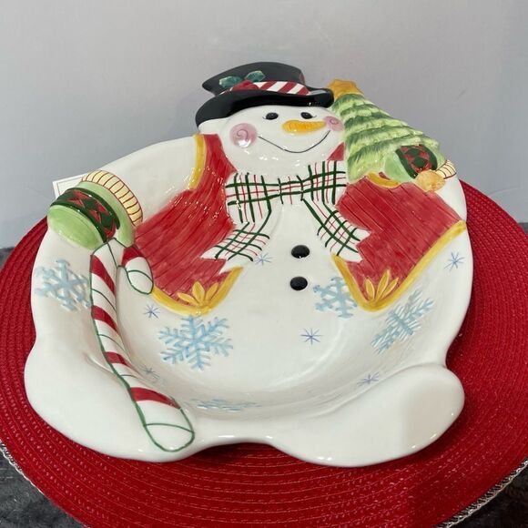 Fitz and Floyd Frosty Friends Snowman Large Bowl NWT - Picture 8 of 13